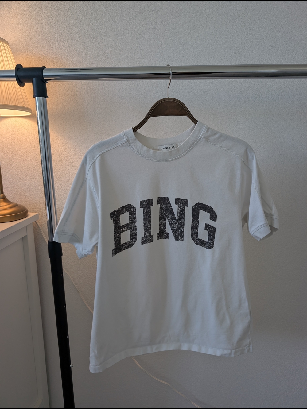 Anine Bing White 'BING' Graphic Short Sleeve Tee